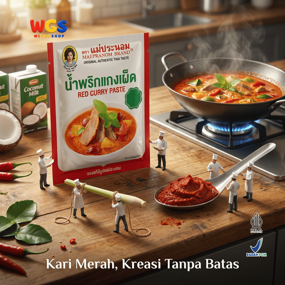 Maepranom Red Curry Paste 50g - Bumbu Kari Merah Pedas Thailand Sachet