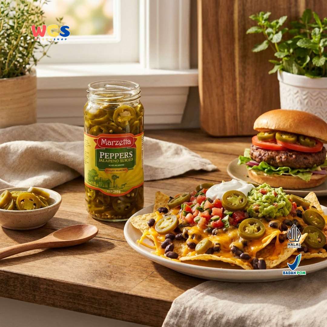 Marzetta Peppers Jalapeno Sliced 250g - Acar Jalapeno Iris Pedas Asam untuk Topping