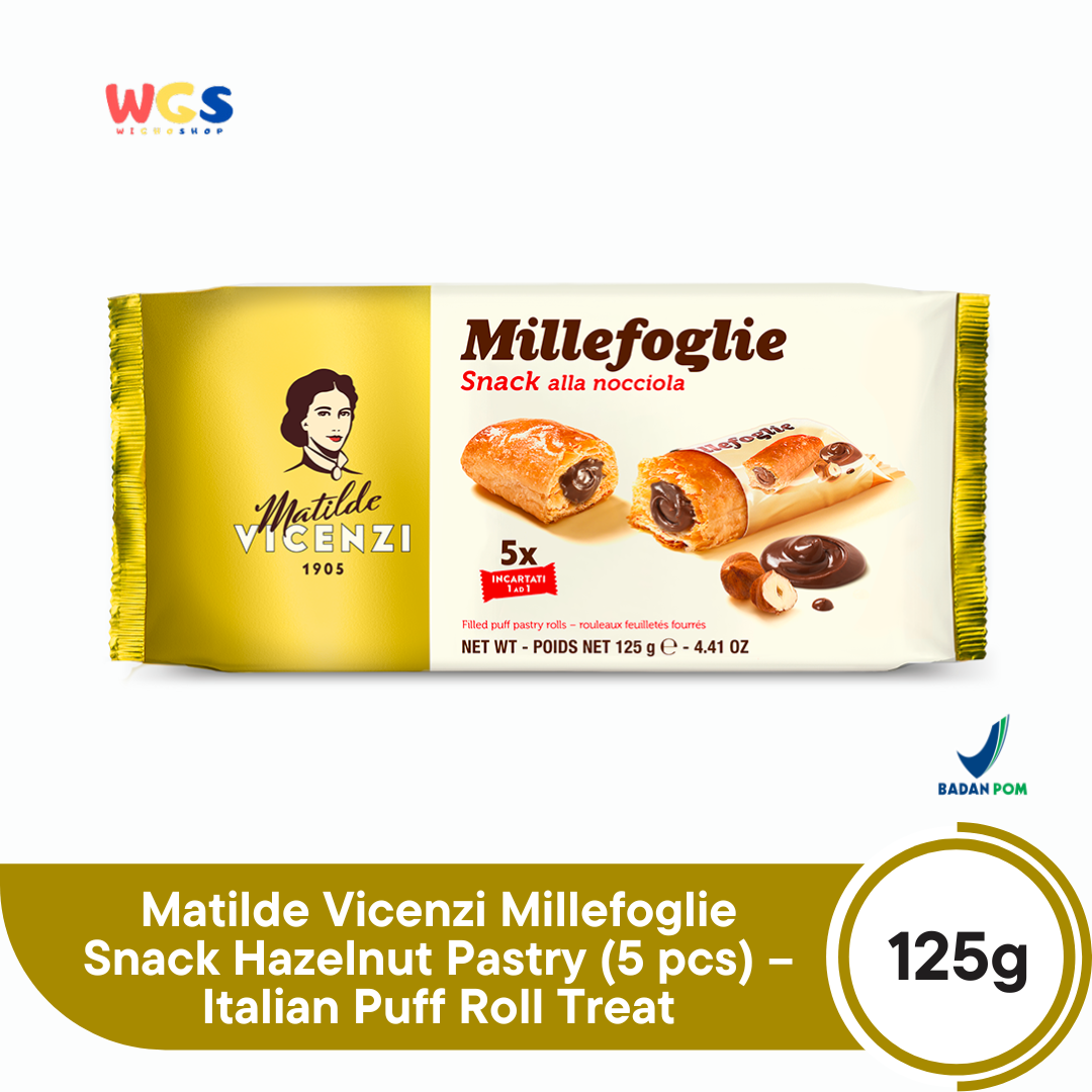 Matilde Vicenzi Millefoglie Snack Hazelnut Pastry 125g (5 pcs) – Italian Puff Roll Treat