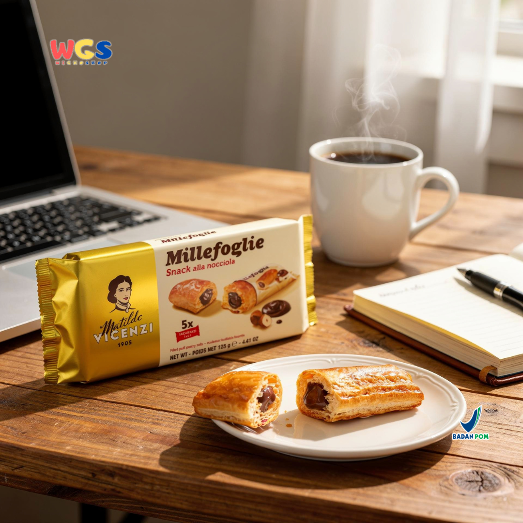 Matilde Vicenzi Millefoglie Snack Hazelnut Pastry 125g (5 pcs) – Italian Puff Roll Treat