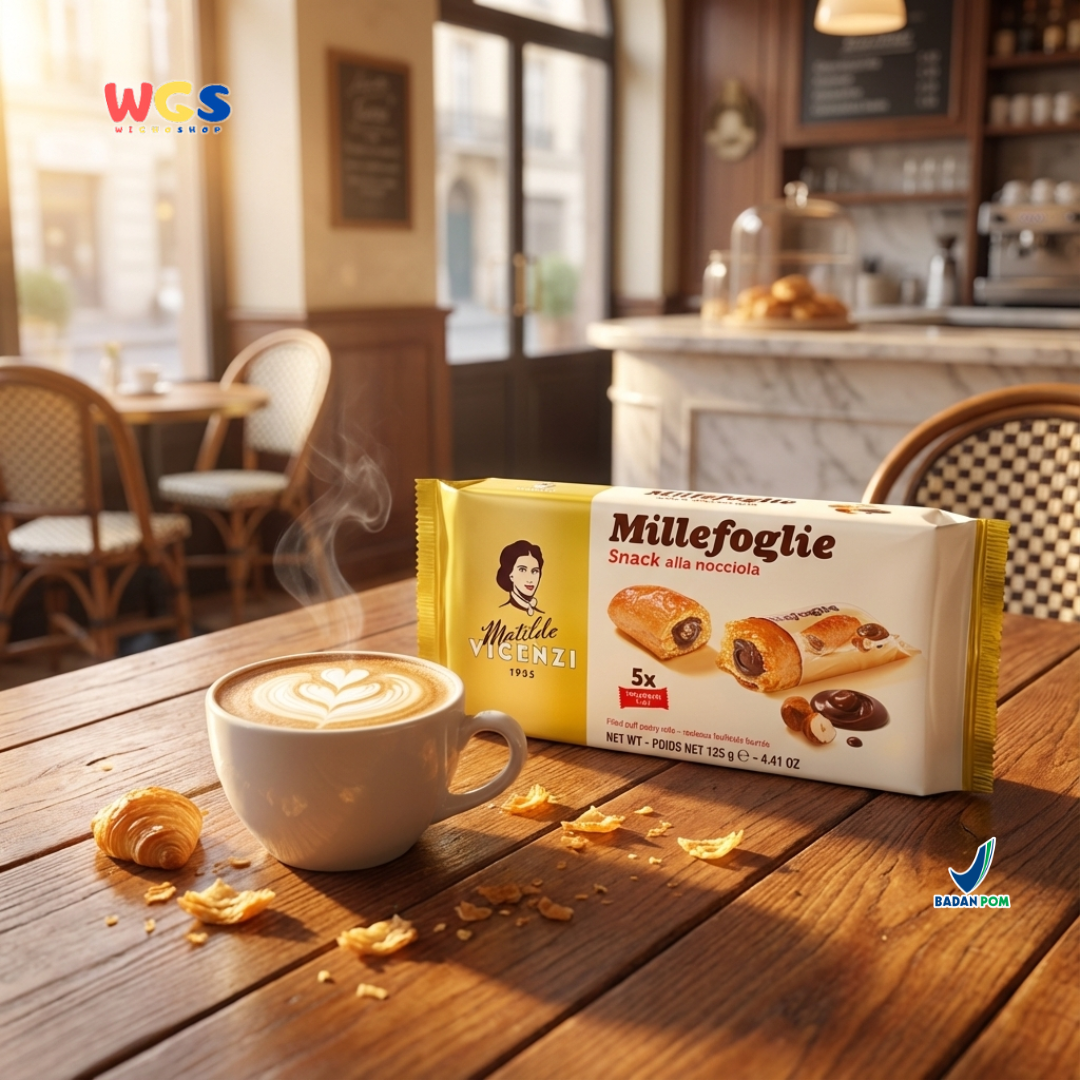 Matilde Vicenzi Millefoglie Snack Hazelnut Pastry 125g (5 pcs) – Italian Puff Roll Treat