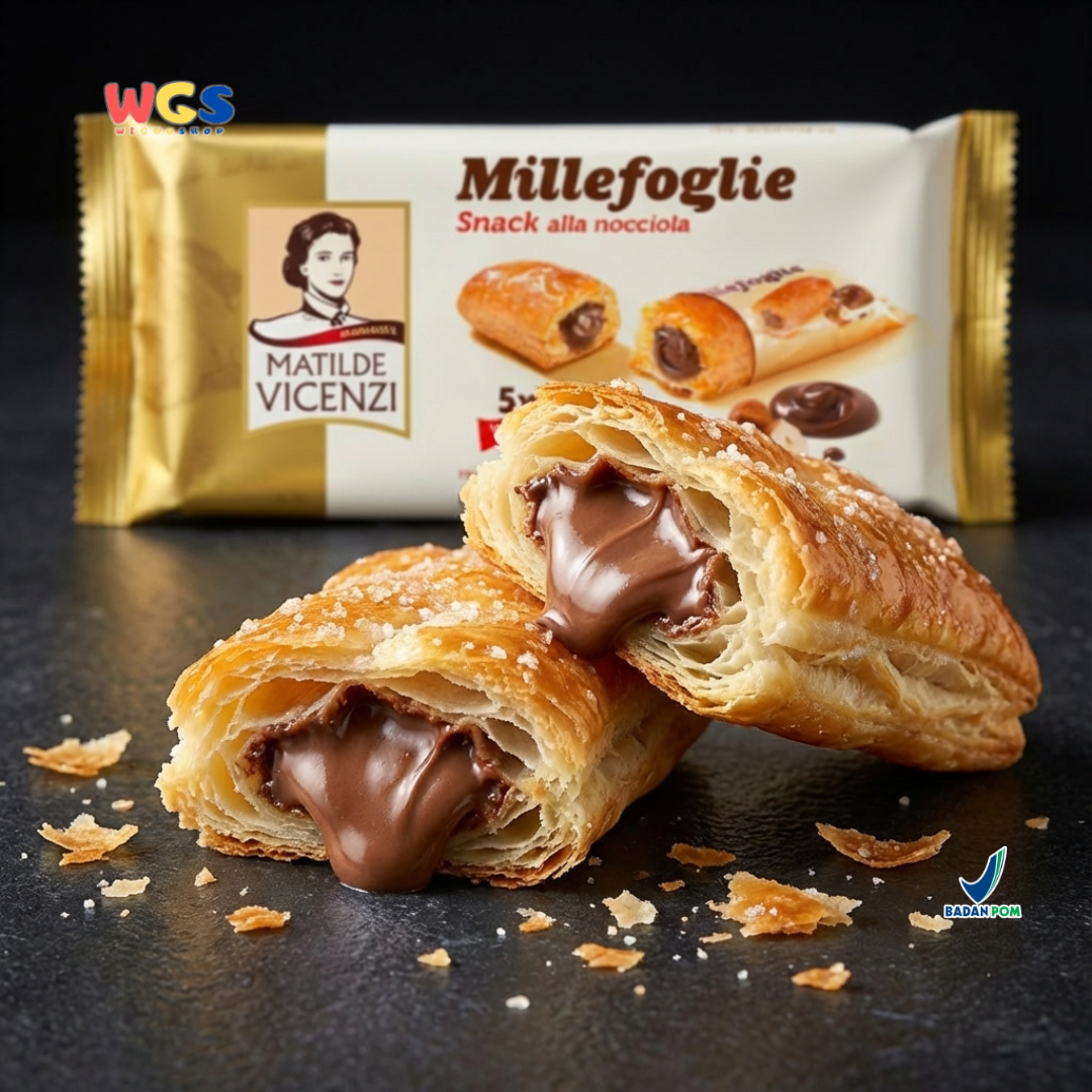 Matilde Vicenzi Millefoglie Snack Hazelnut Pastry 125g (5 pcs) – Italian Puff Roll Treat