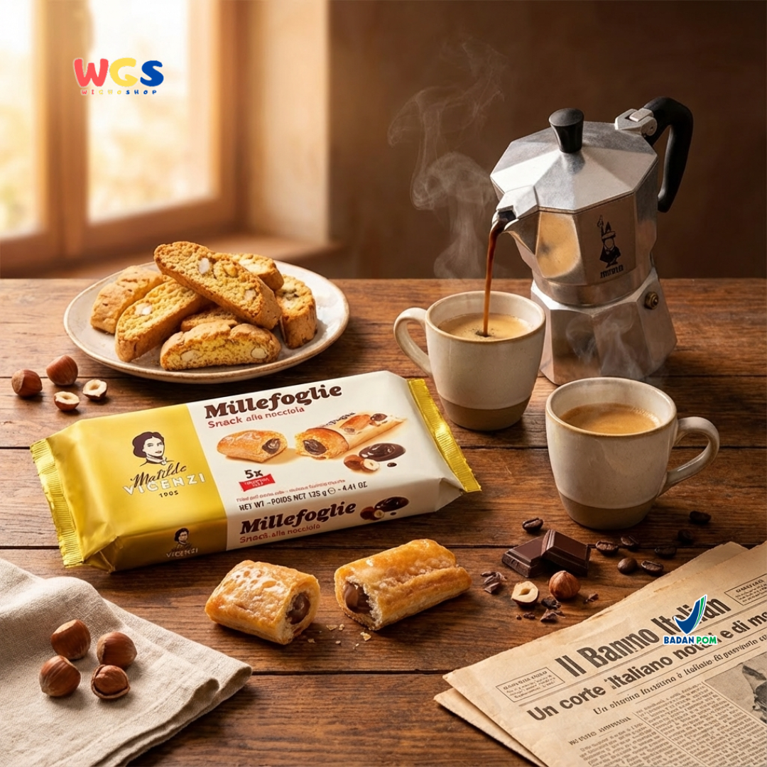 Matilde Vicenzi Millefoglie Snack Hazelnut Pastry 125g (5 pcs) – Italian Puff Roll Treat
