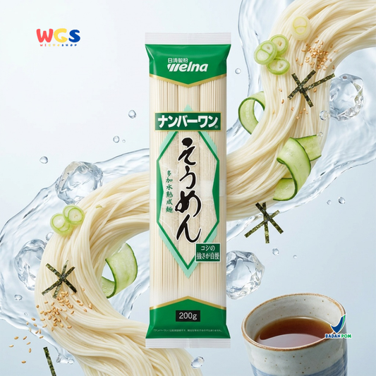 Nisshin Seifun Welna Somen Number One 200g - Mie Jepang Halus Kering Somen Noodle Cold Noodle Sup Kuah Salad Noodle