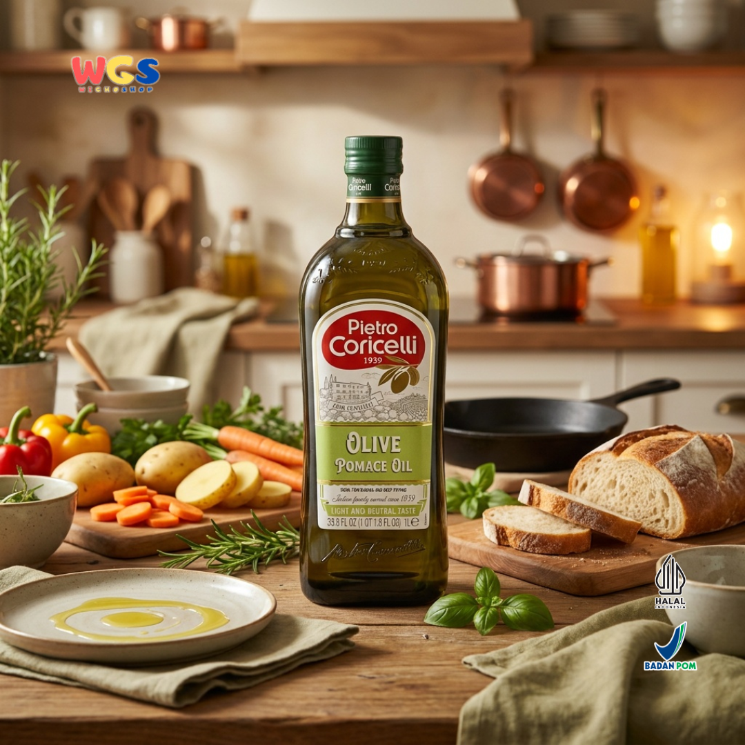 Pietro Coricelli Olive Pomace Oil 1L - Minyak Zaitun Pomace Halal untuk Masak, Baking & Deep Frying