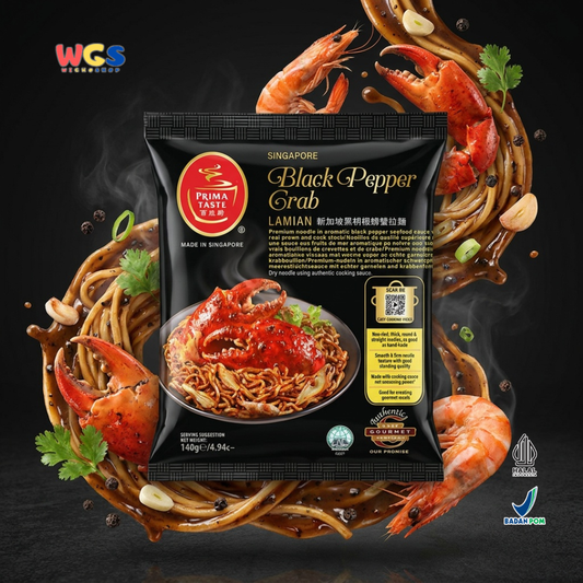 Prima Taste Black Pepper Crab Lamian 140g - Mi Instan Kepiting Lada Hitam Singapura Non Fried Seafood