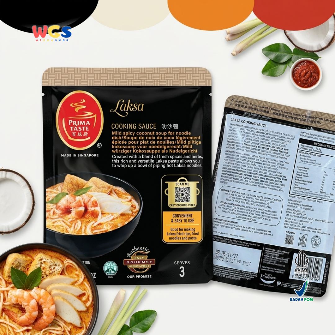 Prima Taste Laksa Cooking Sauce 80g – Authentic Singaporean Laksa Seasoning for 2-3 Servings