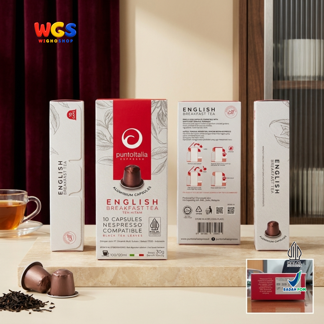 Punto Italia Espresso English Breakfast Tea 10 Kapsul 30g - Teh Hitam Kapsul Nespresso Compatible Minuman Hangat Dingin