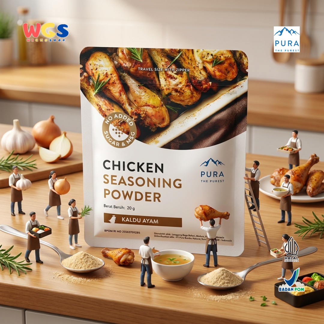 Pura Chicken Seasoning Powder 20g - Kaldu Ayam Kampung No MSG Bumbu Sup Tumisan Panggang Travel Size