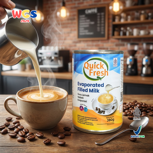 Quick Fresh Evaporated Filled Milk 380g - Susu Evaporasi Nabati Halal untuk Kopi
