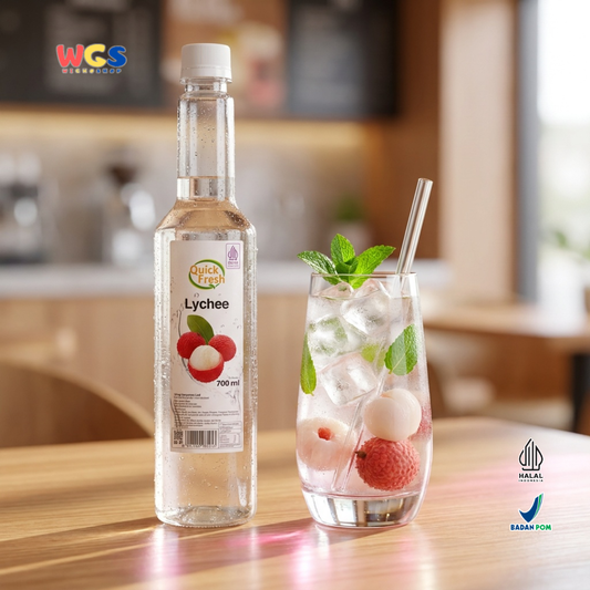 Quick Fresh Lychee Syrup 700ml - Sirup Leci Manis Segar untuk Minuman