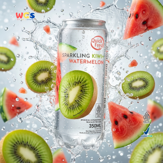 Quick Fresh Sparkling Kiwi Watermelon 350ml - Minuman Soda Kiwi Semangka Berkarbonasi Segar