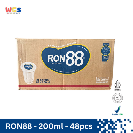 RON88 Air Mineral Gelas 200ml (48 pcs) – Kesegaran Air Pegunungan dengan Kualitas Terbaik