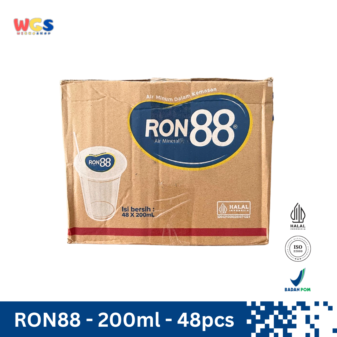 RON88 Air Mineral Gelas 200ml (48 pcs) – Kesegaran Air Pegunungan dengan Kualitas Terbaik