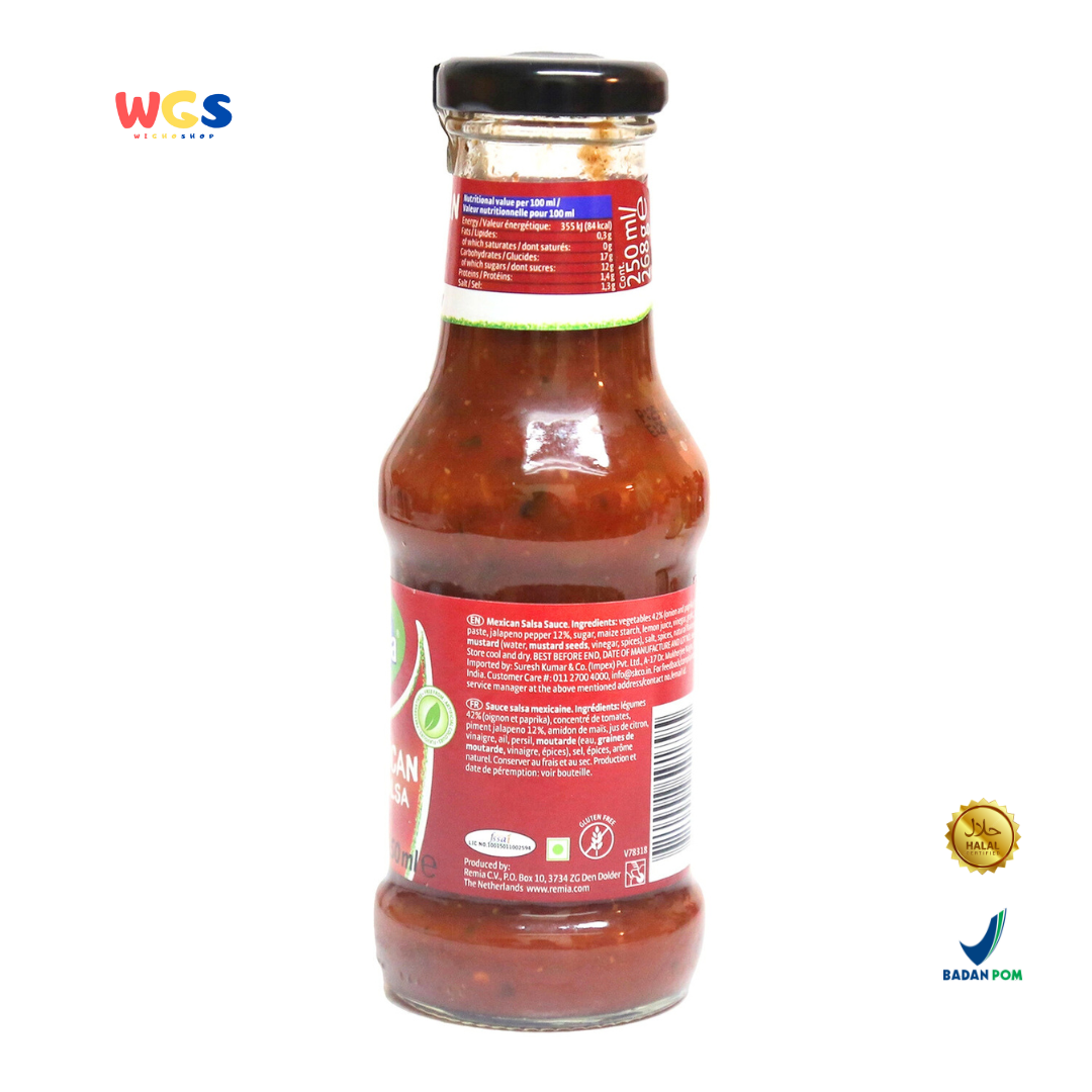 Remia Mexican Salsa Hot & Spicy 250ml – Saus Salsa Pedas Segar khas Meksiko untuk Nachos & Taco