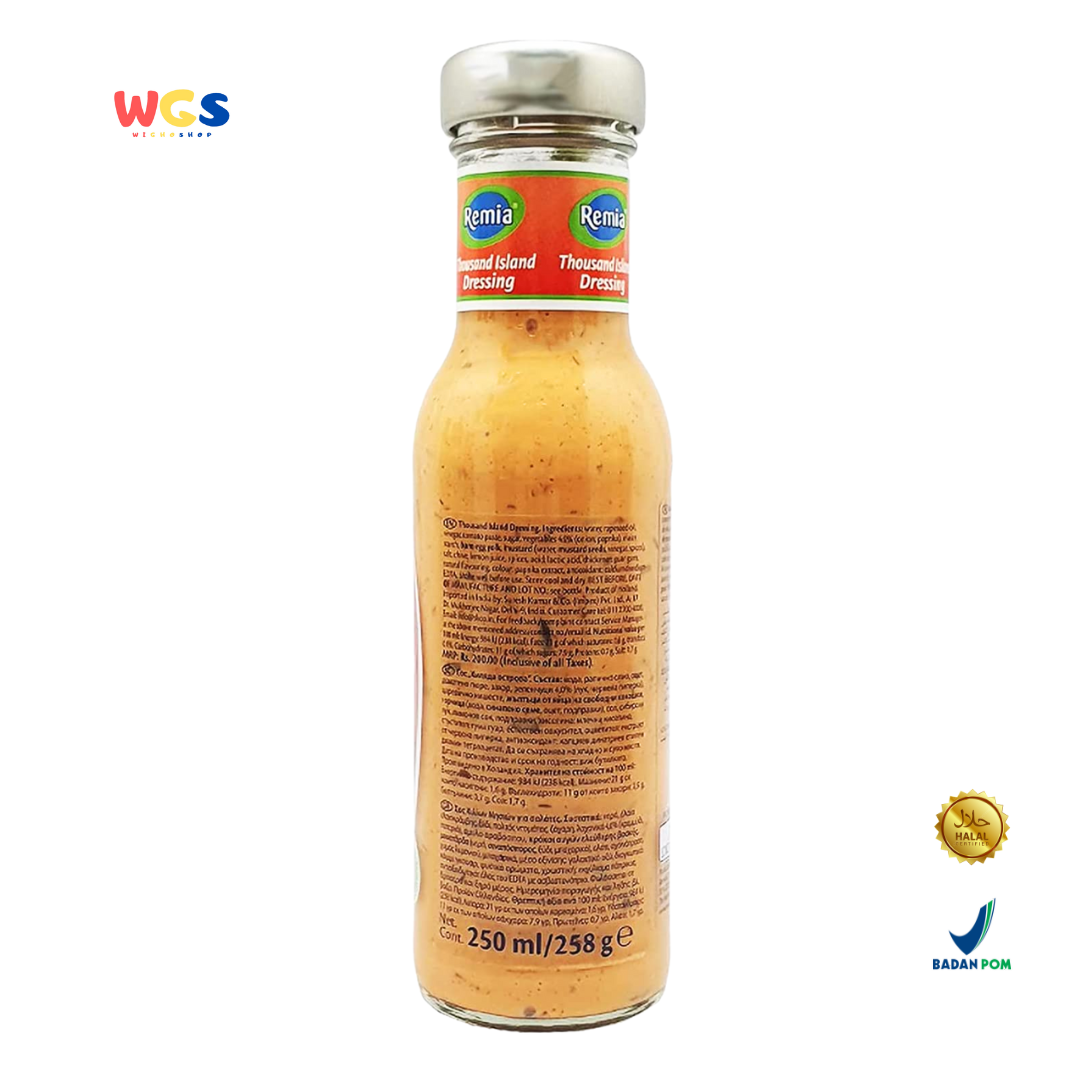 Remia Thousand Island Salad Dressing 250ml – Ready-to-Eat Tomato, Onion & Paprika Salad Dressing