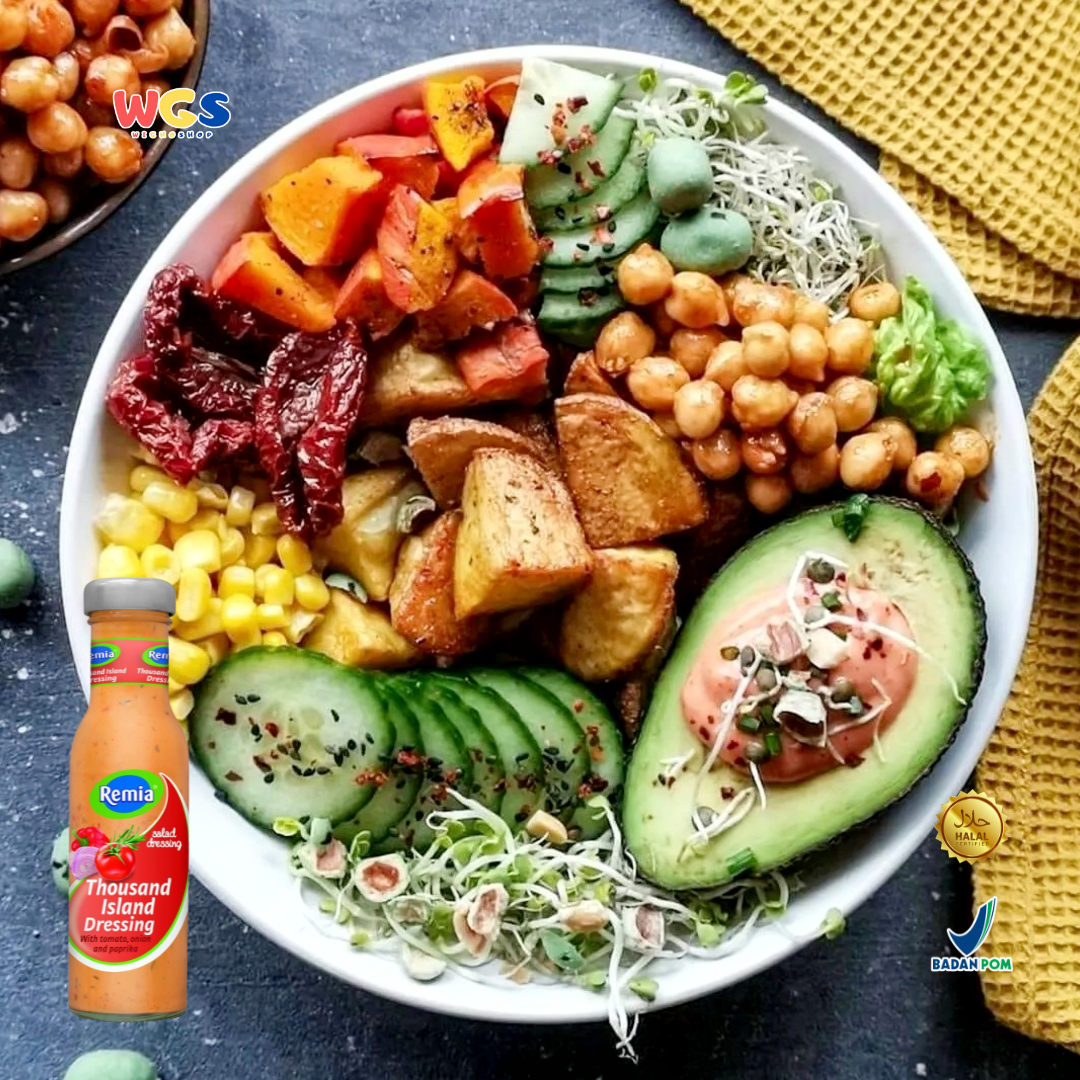 Remia Thousand Island Salad Dressing 250ml – Saus Salad Tomat, Bawang & Paprika Siap Santap