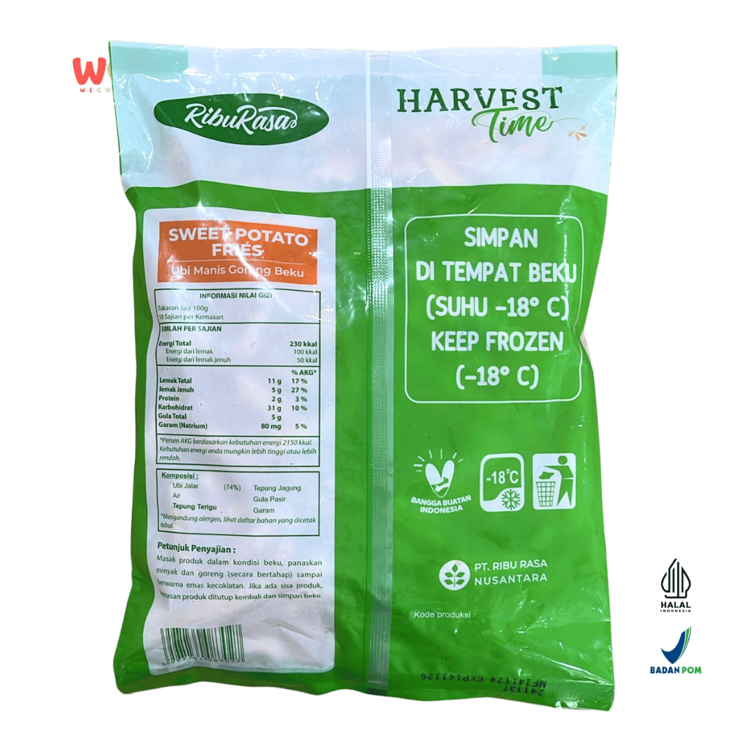 RibuRasa Harvest Time Sweet Potato Fries 1000g – Ubi Manis Goreng Beku Praktis & Renyah