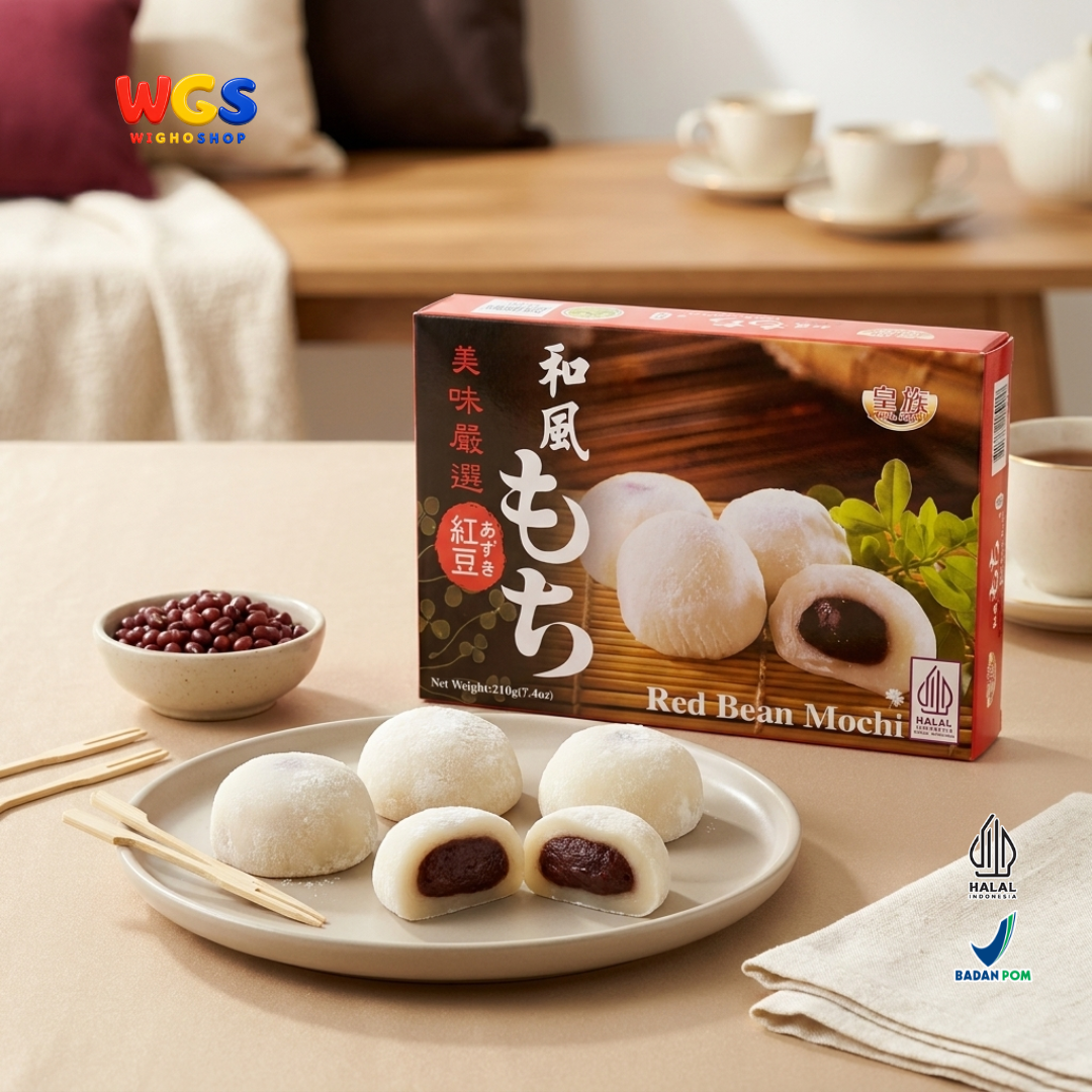 Royal Family Red Bean Mochi 210g - Kue Mochi Isi Pasta Kacang Merah 6 Pieces Camilan Manis Taiwan Halal