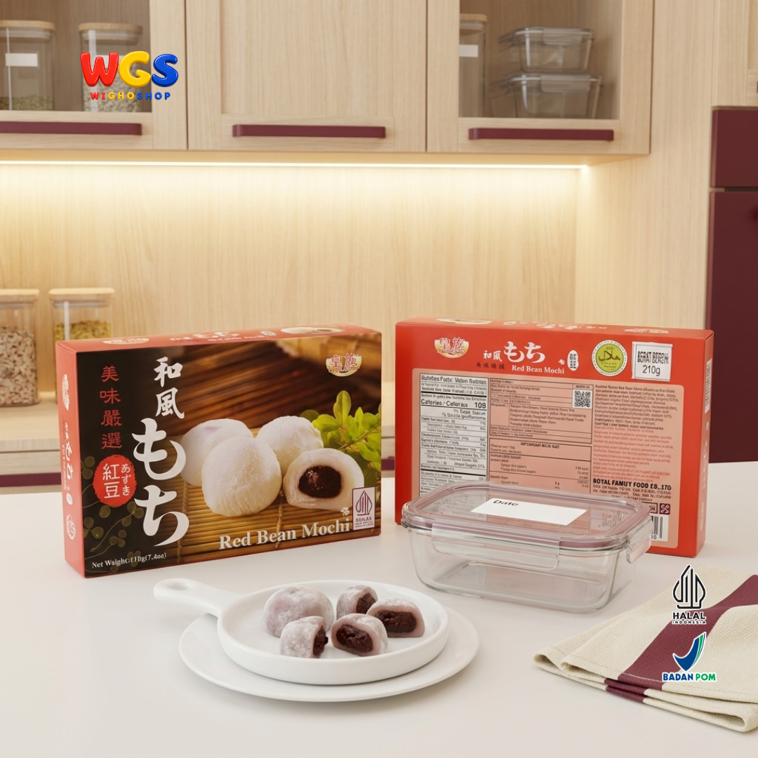 Royal Family Red Bean Mochi 210g - Kue Mochi Isi Pasta Kacang Merah 6 Pieces Camilan Manis Taiwan Halal