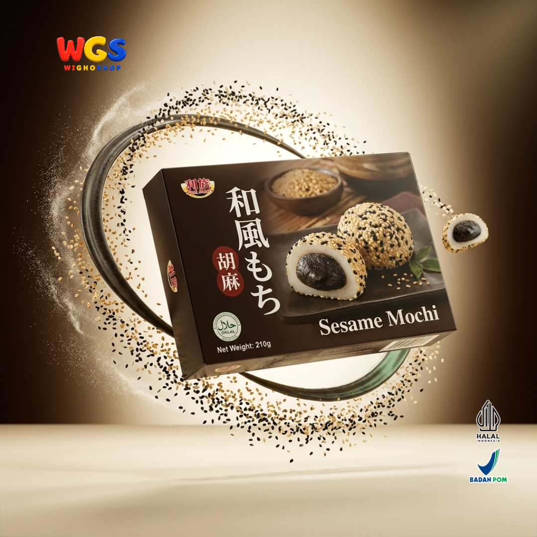 Royal Family Sesame Mochi 210g - Mochi Wijen Isi Pasta Wijen Tabur Wijen 6 Pieces Kue Mochi Taiwan Halal