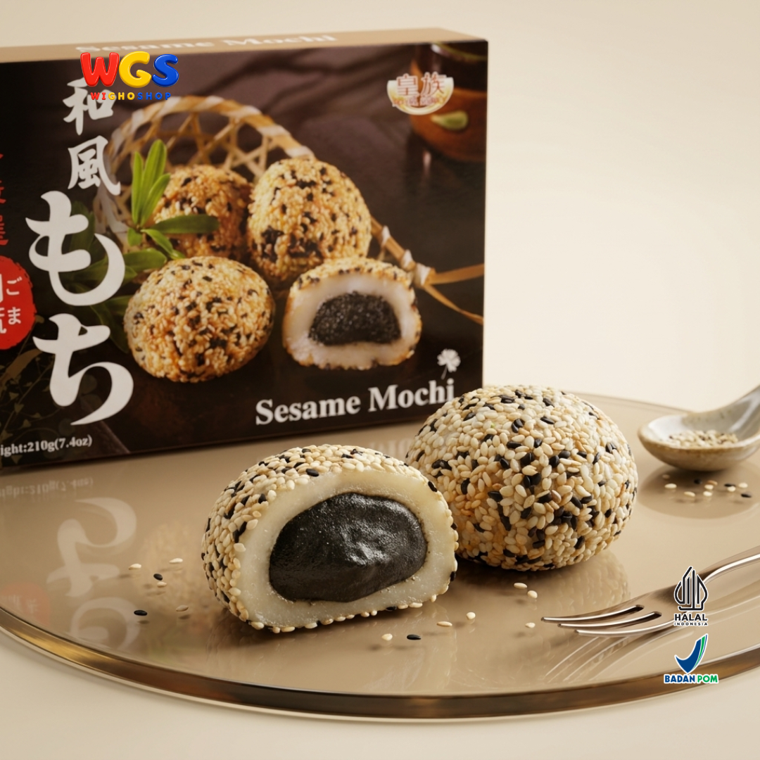 Royal Family Sesame Mochi 210g - Mochi Wijen Isi Pasta Wijen Tabur Wijen 6 Pieces Kue Mochi Taiwan Halal