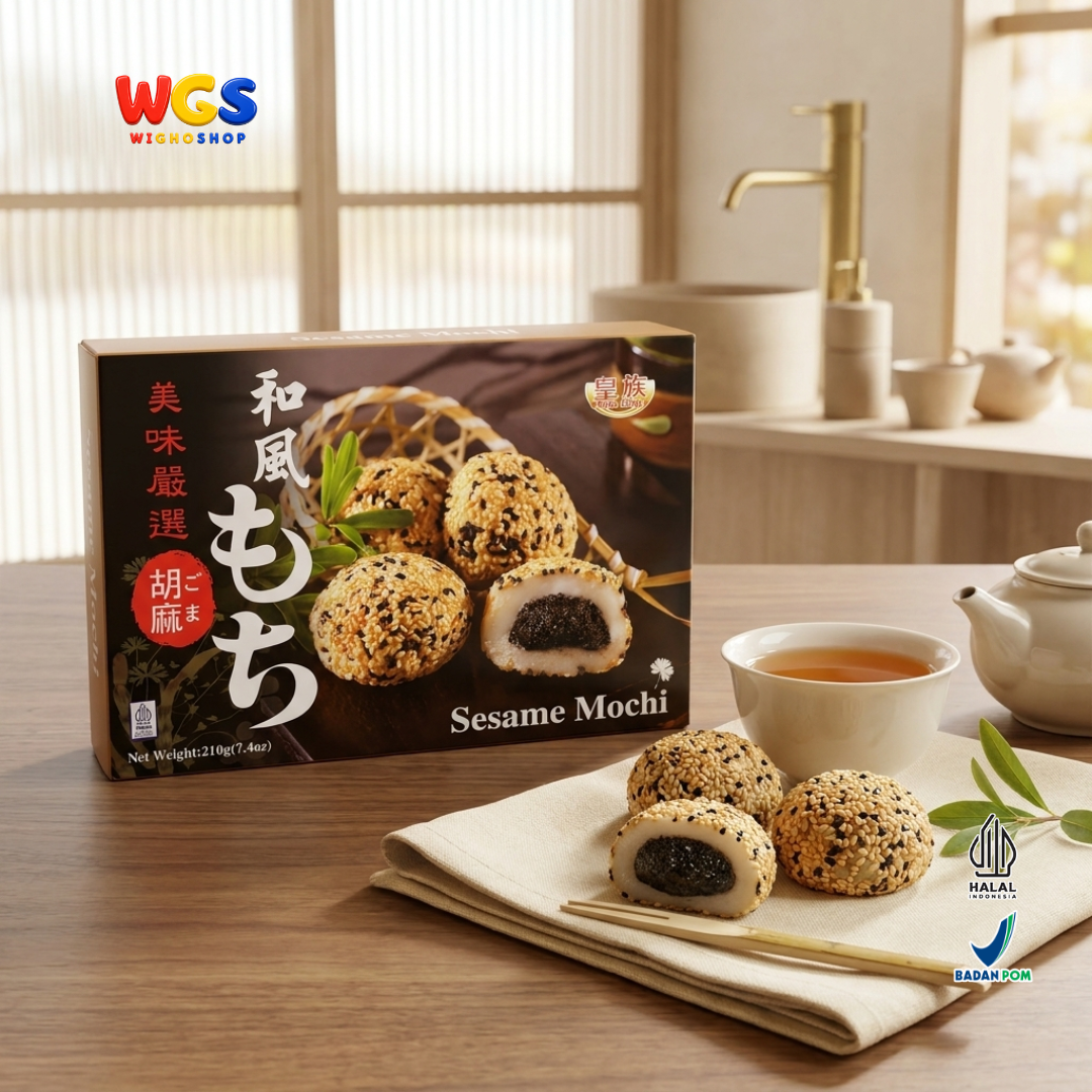 Royal Family Sesame Mochi 210g - Mochi Wijen Isi Pasta Wijen Tabur Wijen 6 Pieces Kue Mochi Taiwan Halal