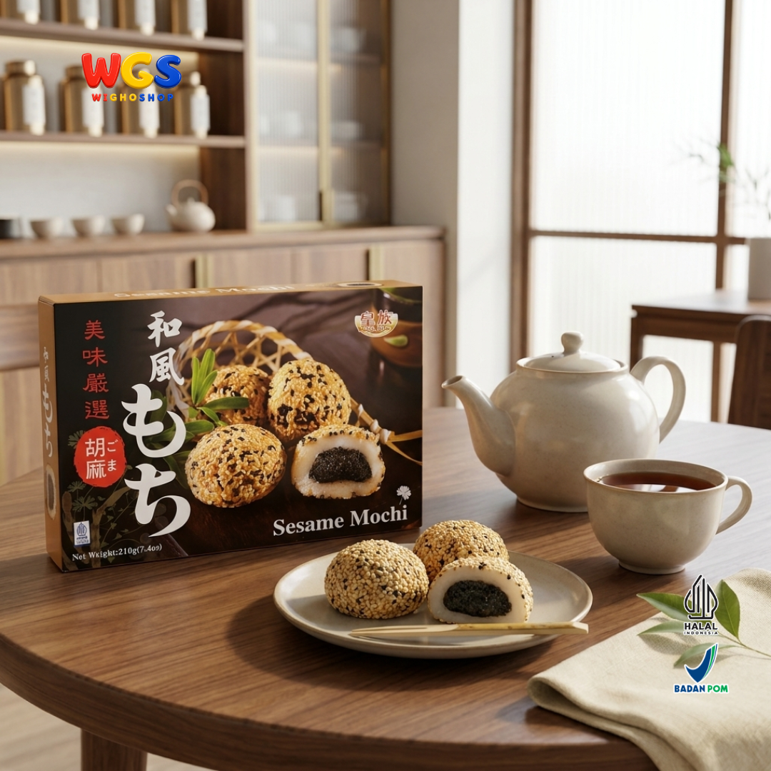 Royal Family Sesame Mochi 210g - Mochi Wijen Isi Pasta Wijen Tabur Wijen 6 Pieces Kue Mochi Taiwan Halal