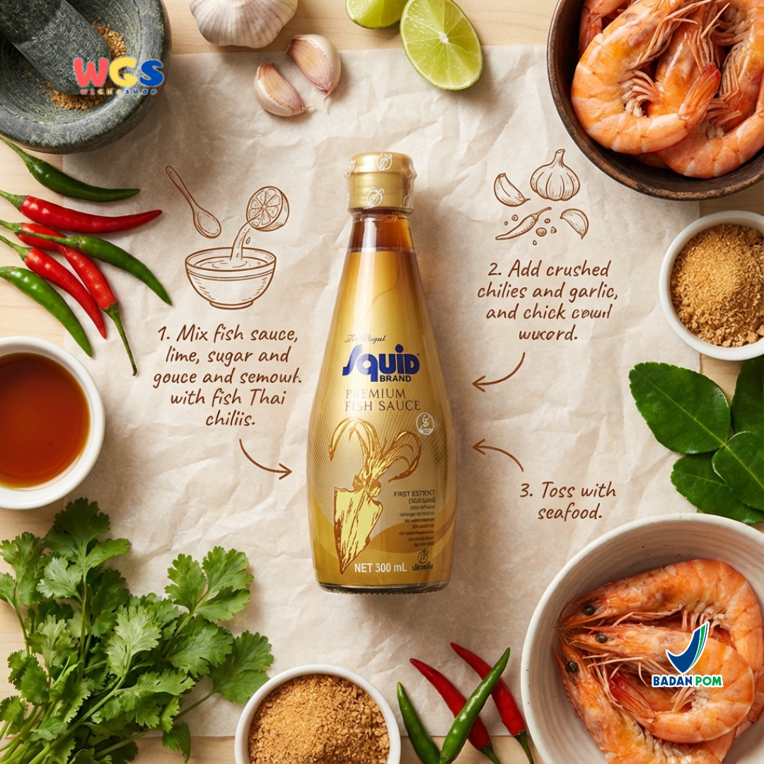 Squid Brand Premium Fish Sauce First Extract 300 ml – Kecap Ikan Premium Asli Thailand