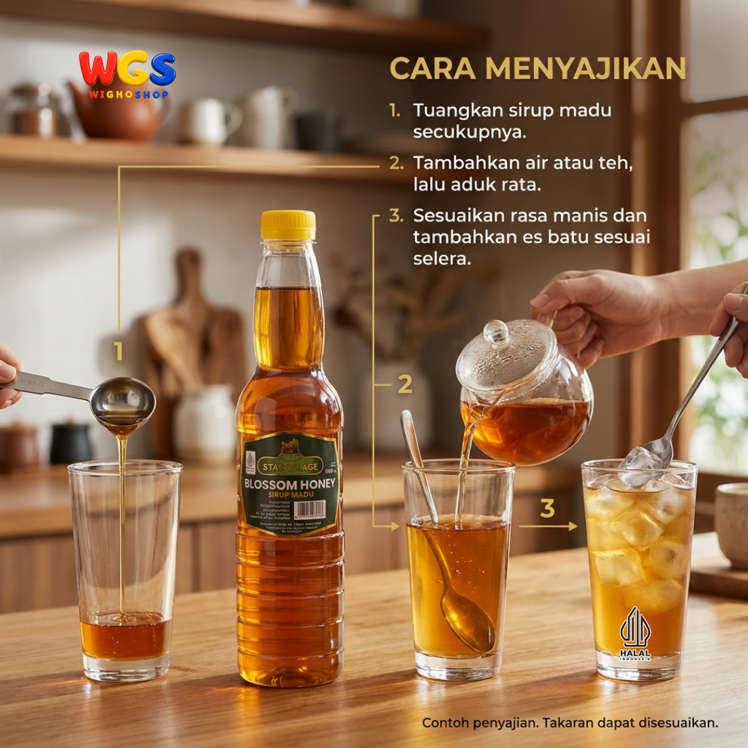 Star Village Blossom Honey Syrup 600ml - Sirup Madu untuk Minuman, Teh Lemon dan Topping Dessert