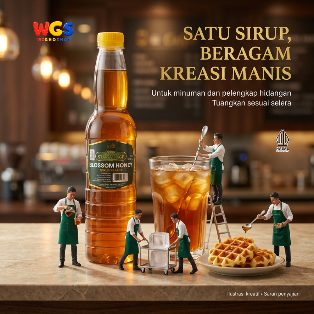 Star Village Blossom Honey Syrup 600ml - Sirup Madu untuk Minuman, Teh Lemon dan Topping Dessert