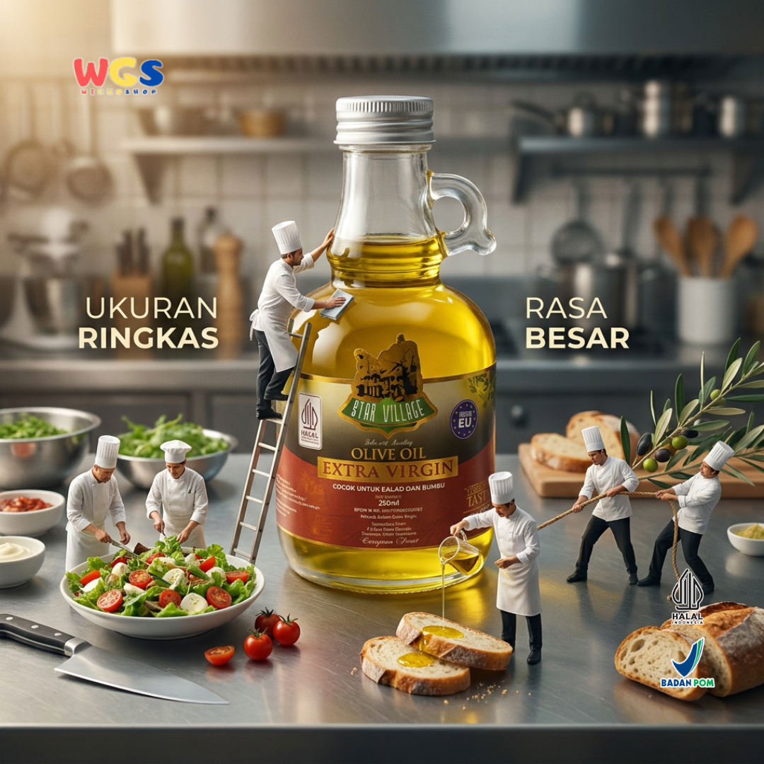 Star Village Extra Virgin Olive Oil 250ml - Minyak Zaitun EVOO Strong Taste untuk Salad Dressing Marinasi Pasta Roti