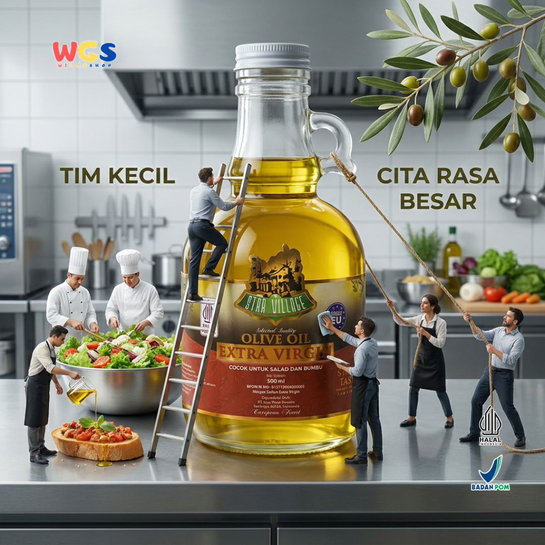 Star Village Extra Virgin Olive Oil 500ml - Minyak Zaitun EVOO Strong Taste untuk Salad Dressing Marinasi Pasta Roti