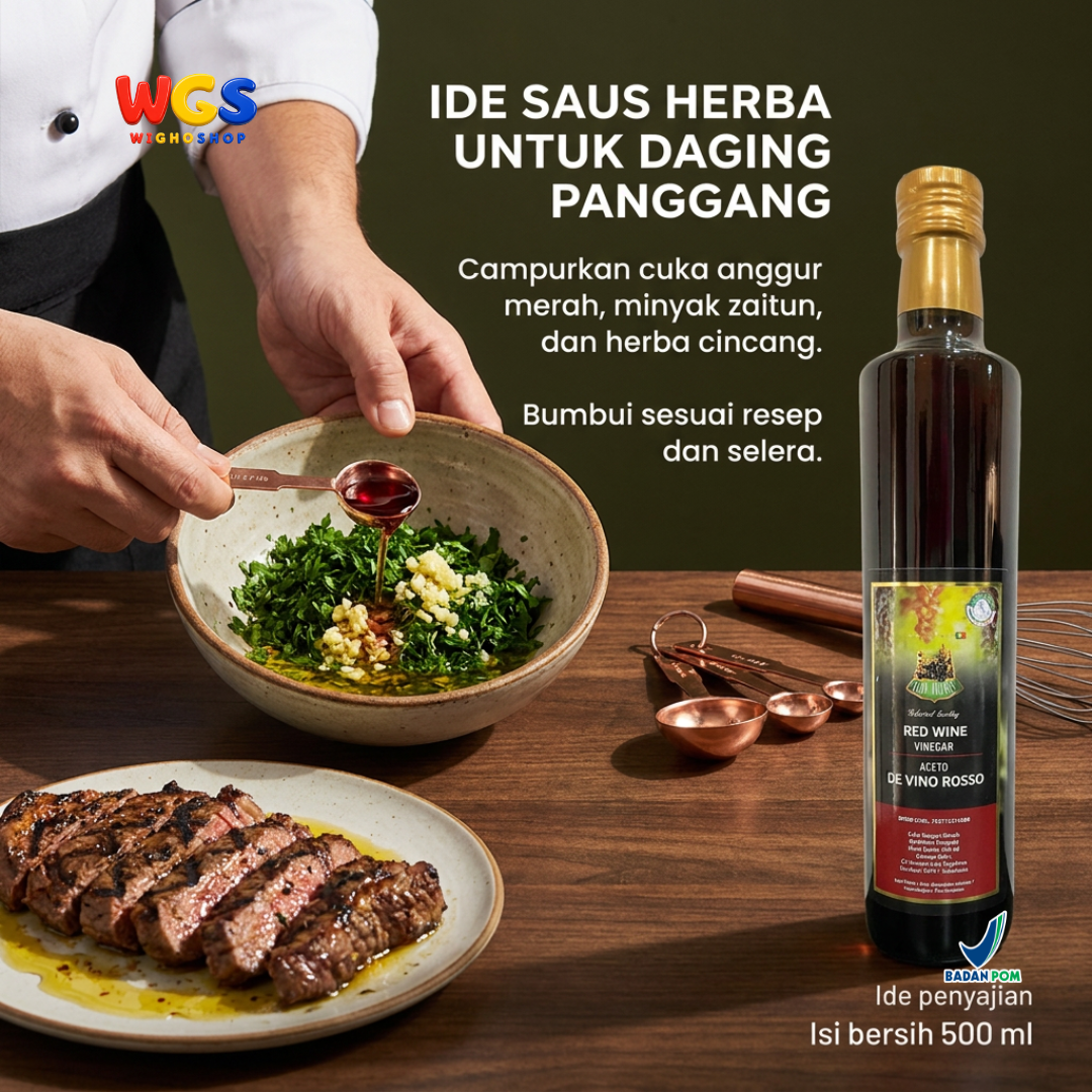 Star Village Red Wine Vinegar 500ml - Cuka Anggur Merah Italia untuk Salad Dressing & Marinasi