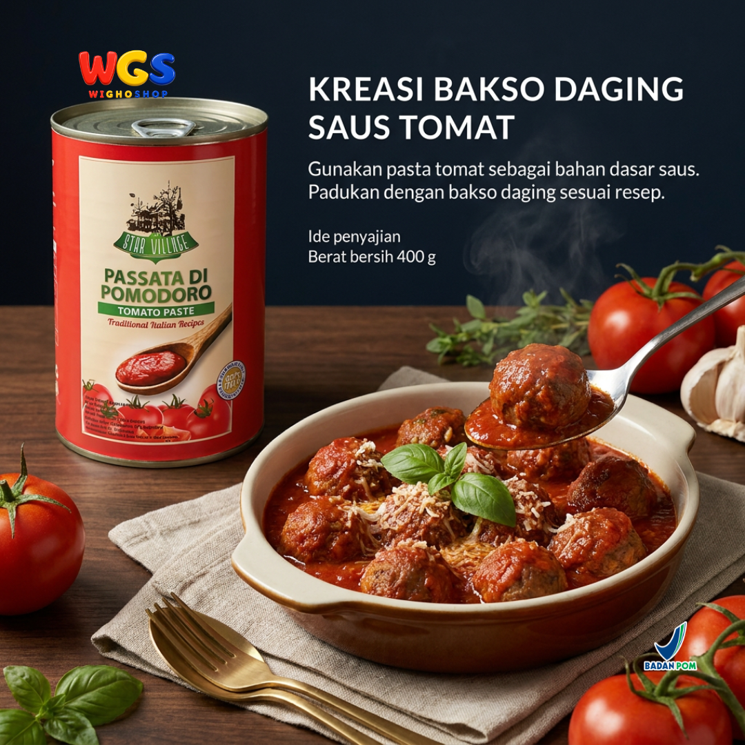 Star Village Tomato Paste 400g - Pasta Tomat Italia Passata di Pomodoro untuk Pasta & Pizza