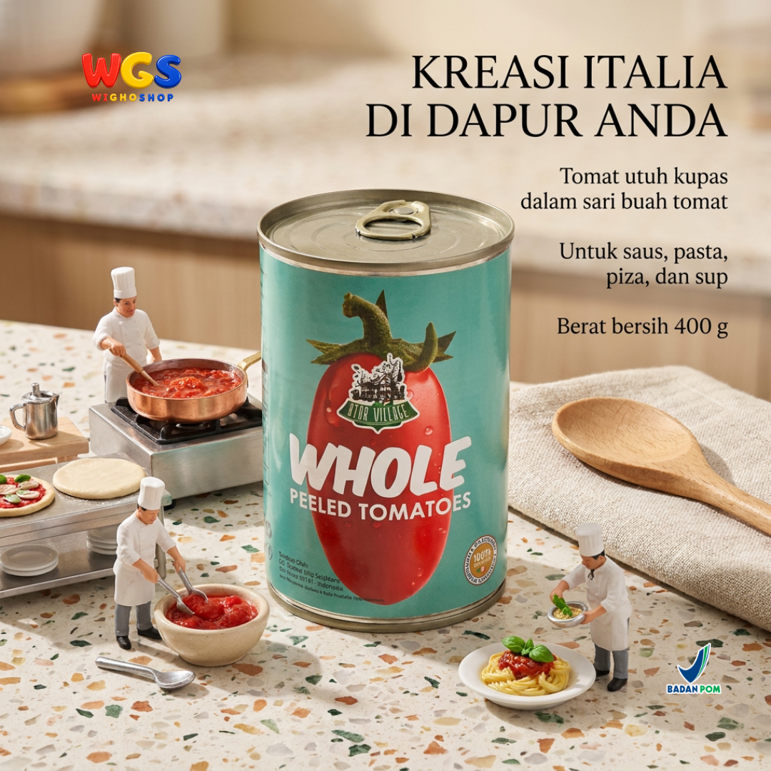 Star Village Whole Peeled Tomatoes 400g - Tomat Kupas Utuh Italia untuk Saus Pasta & Pizza