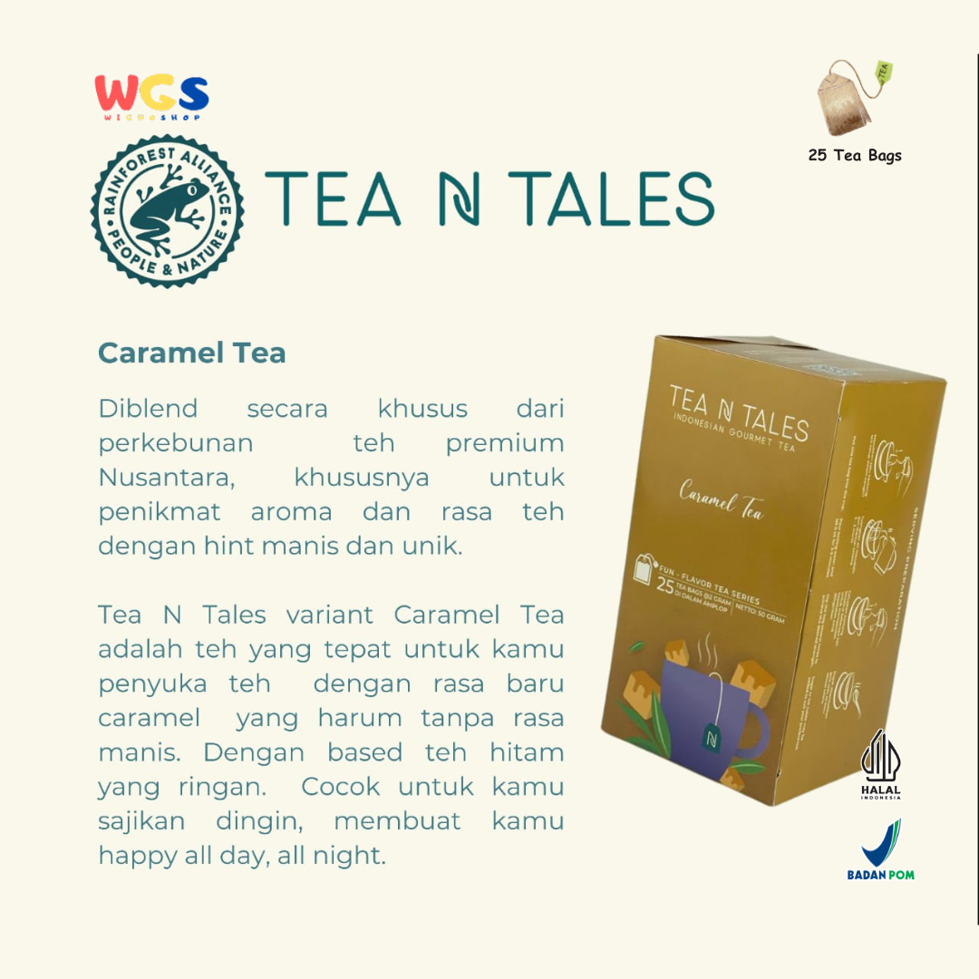 Tea N Tales Caramel Tea 25 Tea Bags - 50g | Premium Black Tea with a Unique Caramel Aroma