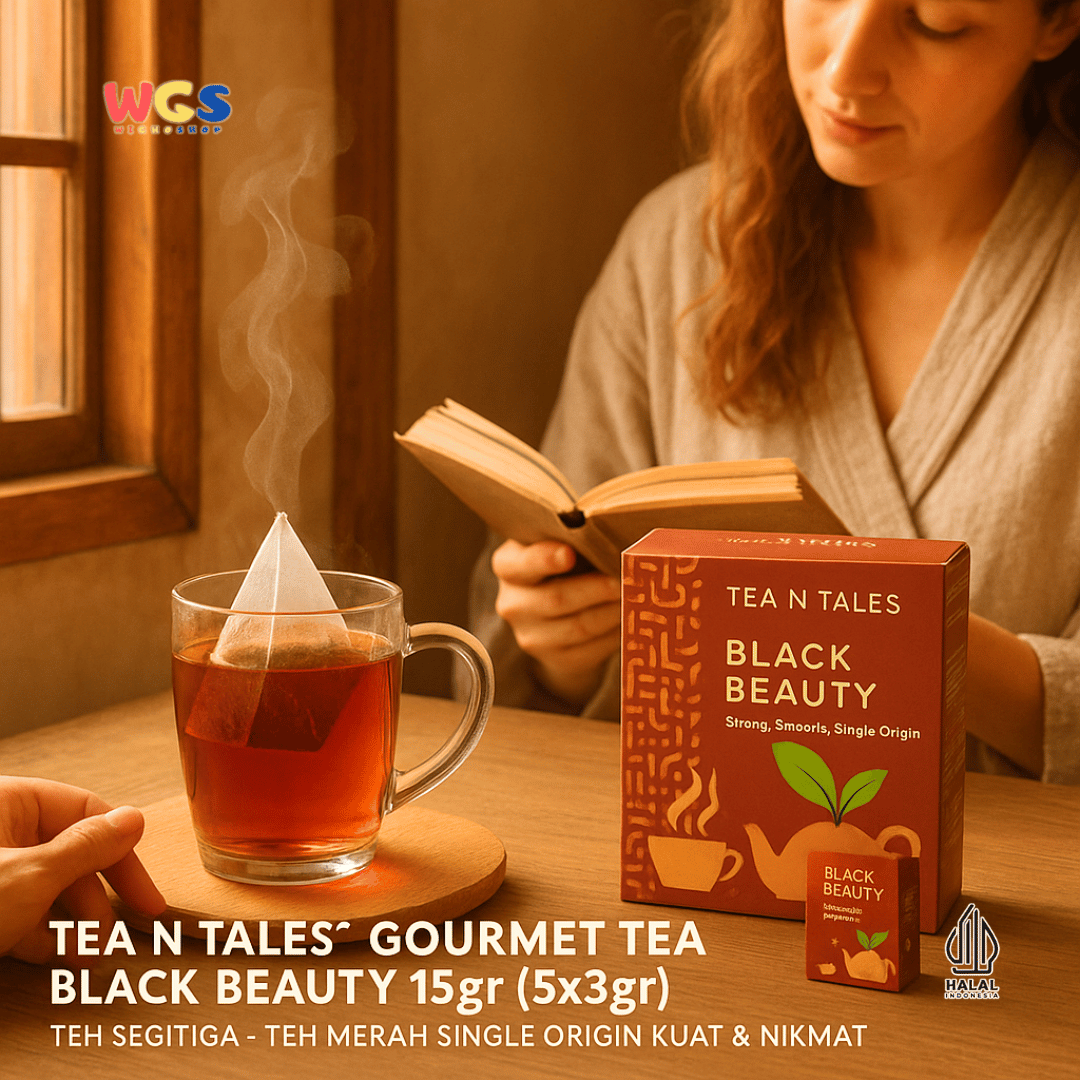Tea N Tales Gourmet Tea Black Beauty 15g (5x3g) – Strong, Delicious Single Origin Red Tea Triangle Tea
