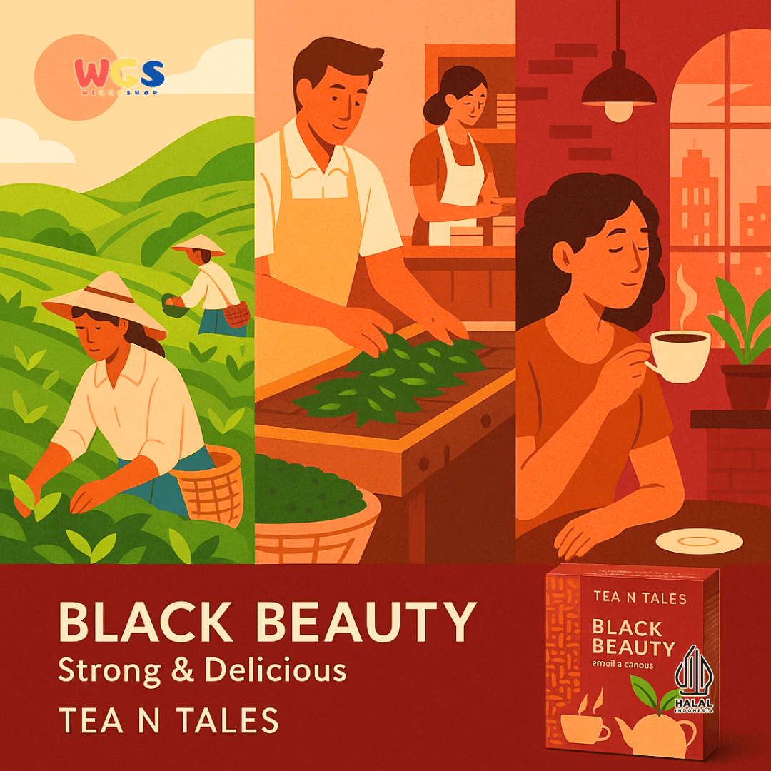 Tea N Tales Gourmet Tea Black Beauty 15g (5x3g) – Strong, Delicious Single Origin Red Tea Triangle Tea