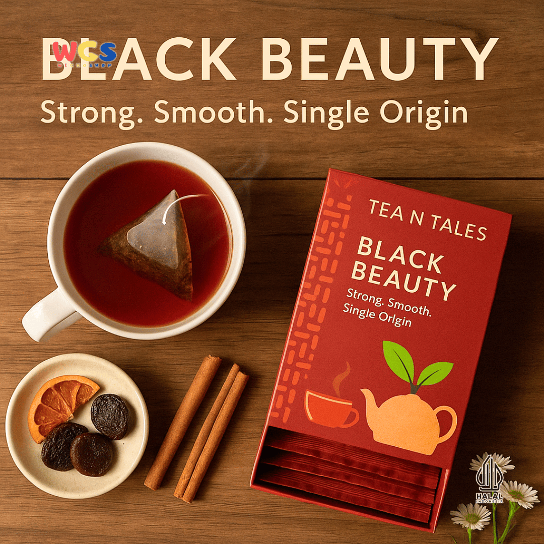 Tea N Tales Gourmet Tea Black Beauty 15g (5x3g) – Strong, Delicious Single Origin Red Tea Triangle Tea