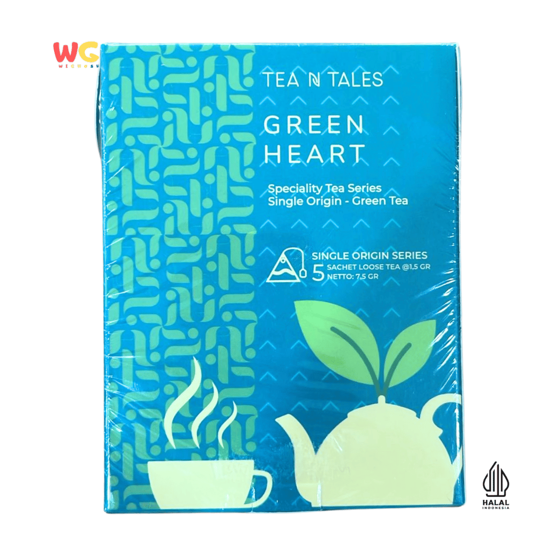 Tea N Tales Gourmet Tea Green Heart 15g (5x3g) – Fresh, Calm Single Origin Green Tea Triangle Tea