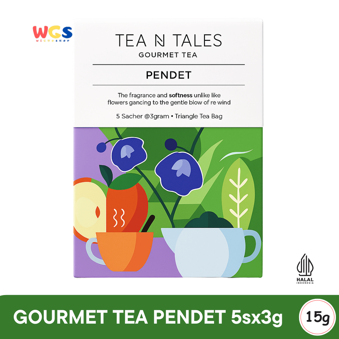 Tea N Tales Gourmet Tea Pendet 15g (5x3g) – Fragrant & Soft Natural White Triangle Apple & Butterfly Pea Tea