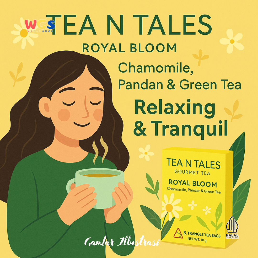 Tea N Tales Gourmet Tea Royal Bloom 15gr (5x3gr) – Teh Segitiga Chamomile, Pandan & Teh Hijau Tenang