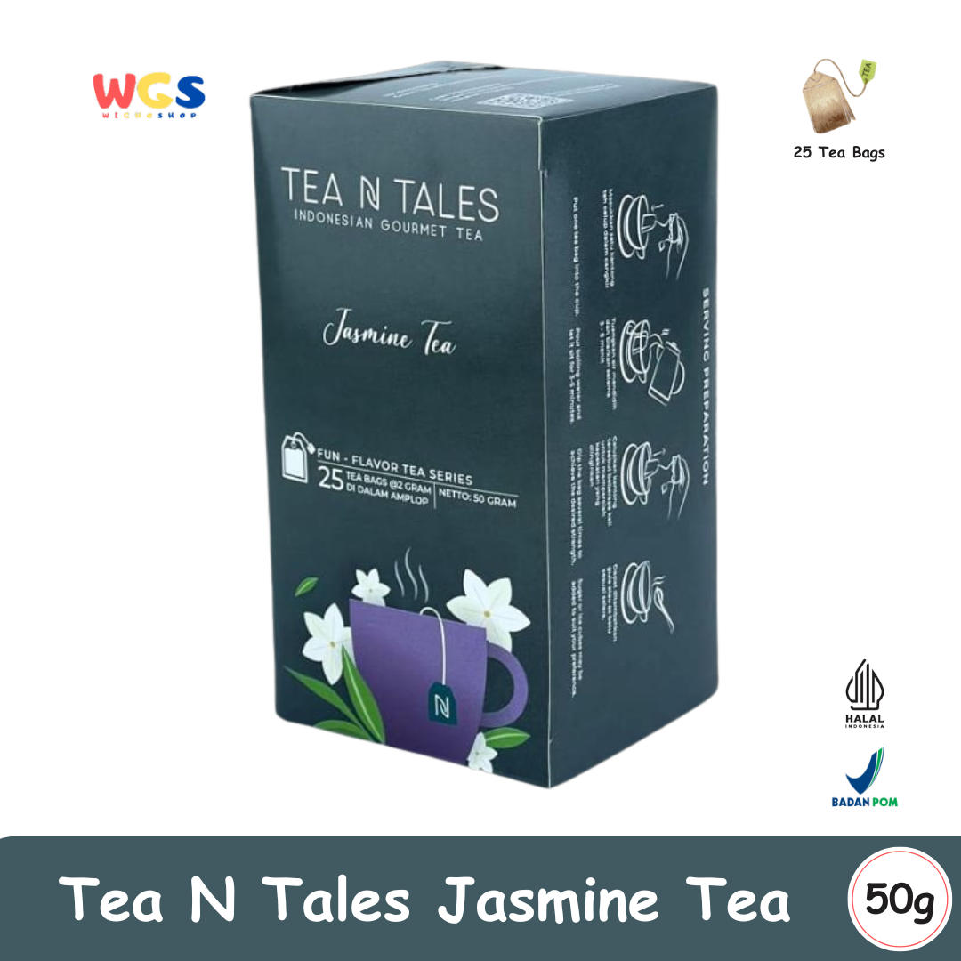 Tea N Tales Jasmine Tea 25 Tea Bags - 50gr | Premium Green Tea with Soothing Jasmine Aroma