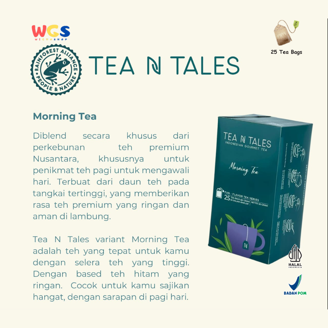 Tea N Tales Morning Tea 25 Tea Bags - 50gr | Light and Aromatic Premium Black Tea