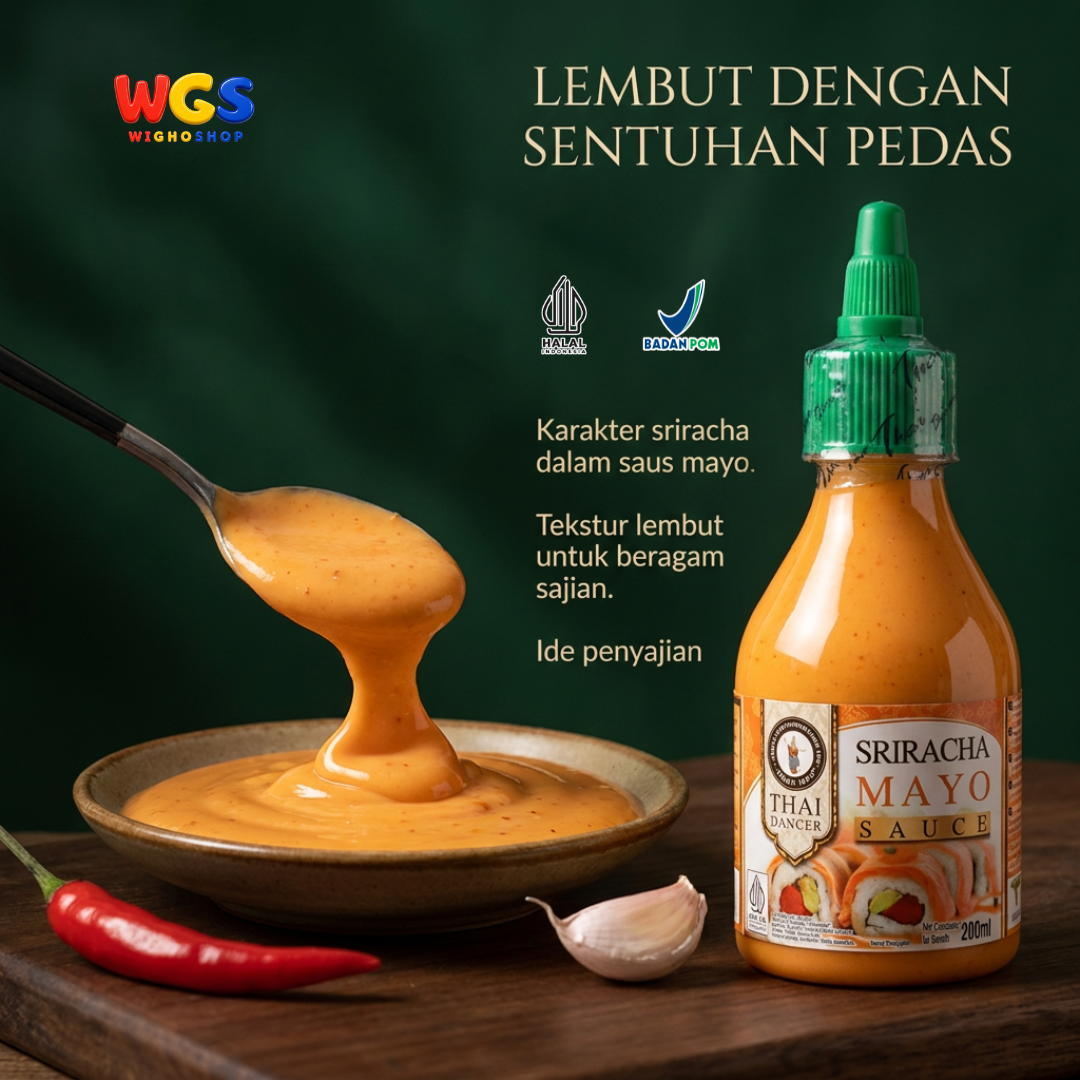 Thai Dancer Sriracha Mayo Sauce 200ml – Creamy Spicy Mayo Sauce for Sushi, Burgers, and Snacks