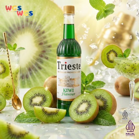 Trieste Kiwi Syrup Flavour 650ml - Sirup Kiwi Premium untuk Minuman, Mocktail, Soda, Dessert dan Topping