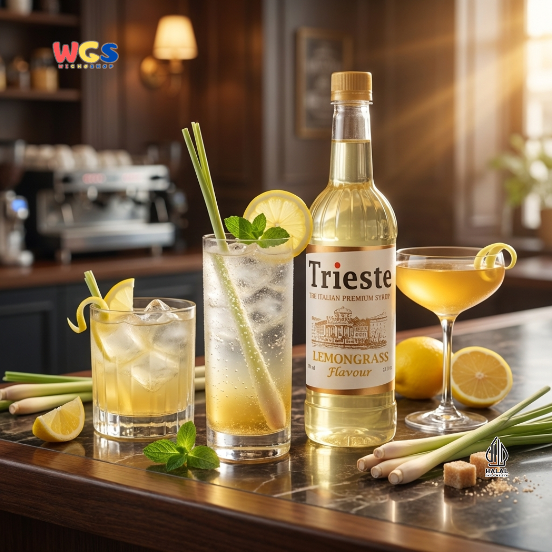 Trieste Lemongrass Syrup 650ml - Sirup Serai Premium untuk Tea, Soda, Mocktail dan Minuman Cafe