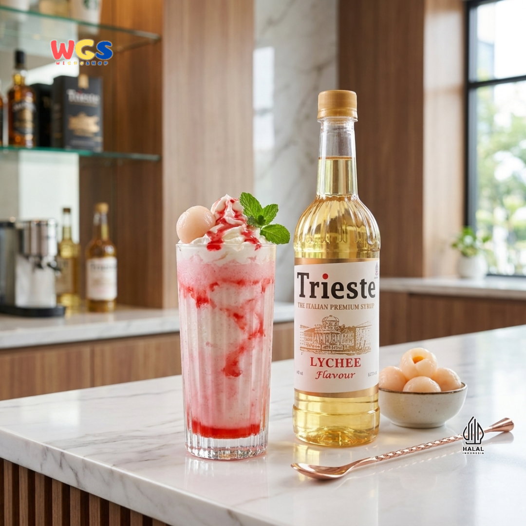 Trieste Lychee Syrup Flavour 650ml - Sirup Premium Rasa Leci untuk Mocktail, Soda, Tea & Dessert