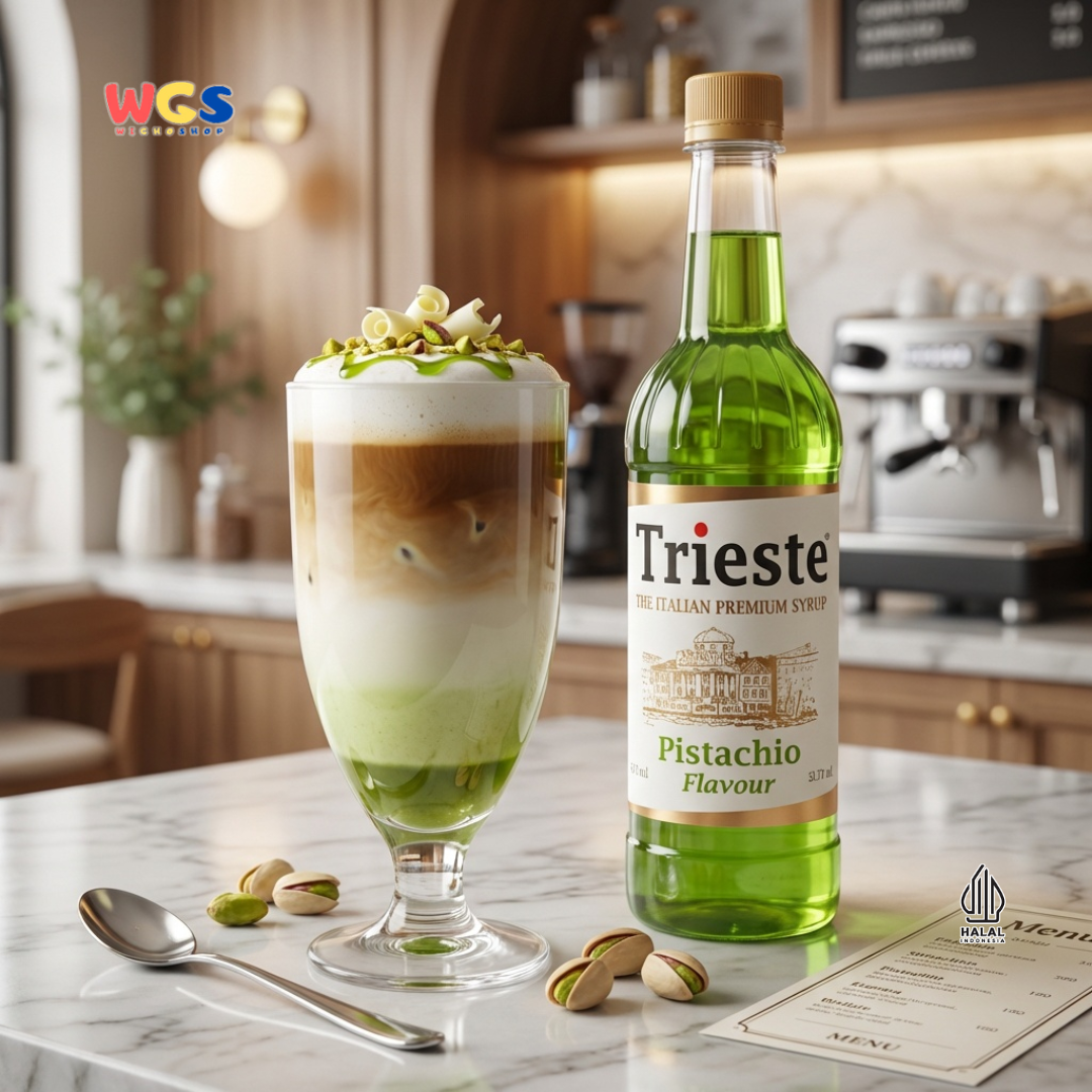Trieste Pistachio Syrup Flavour 650ml - Sirup Pistachio Premium untuk Minuman, Dessert dan Topping